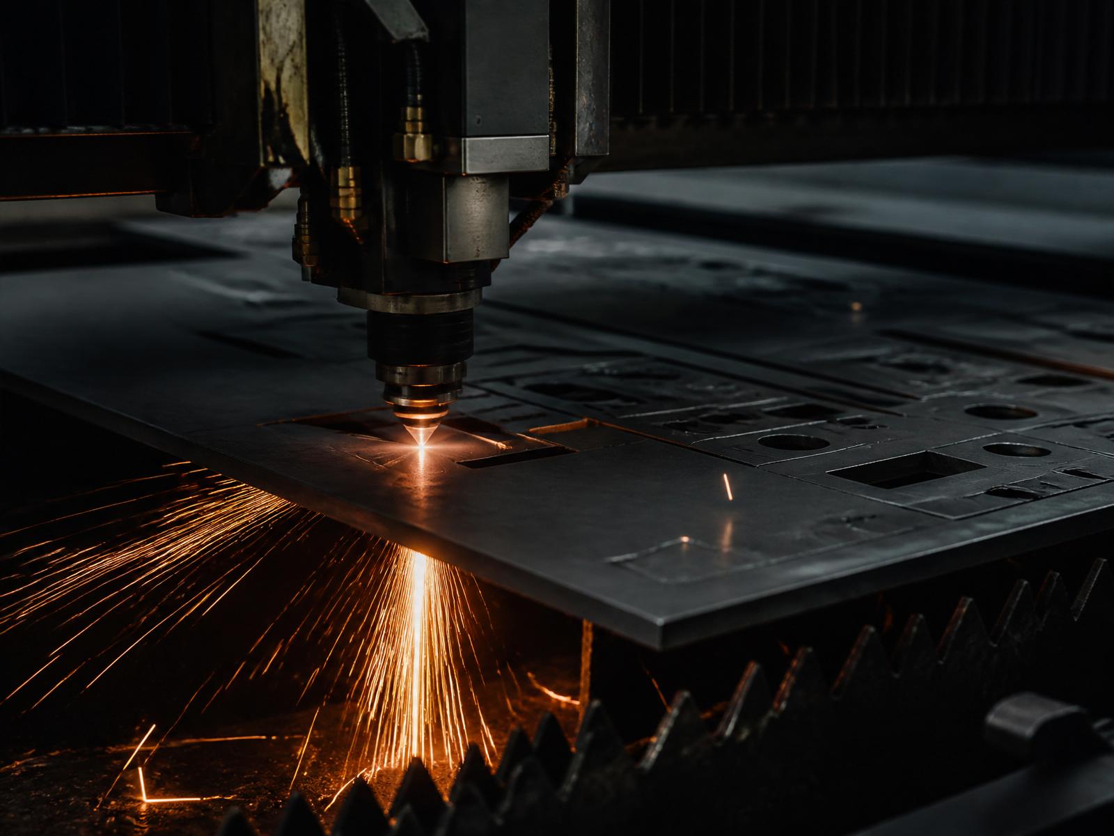 Fiber laser cutting steel with sparks